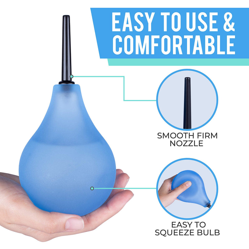 [Australia] - Venus To Mars Clear Enema Bulb – Anal Douche for Men and Women – Easily See Water Level with Clear See Through Design – 7 Ounce Blue Enema Bulb Kit with 2 Nozzles– BPA and Phthalates Free 