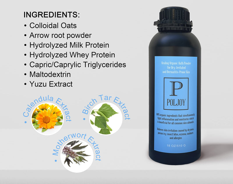 [Australia] - Therapeutic Organic Bath Powder for Dry, Irritated and Dermatitis-Prone Skin. Adults - and Kids-Friendly 