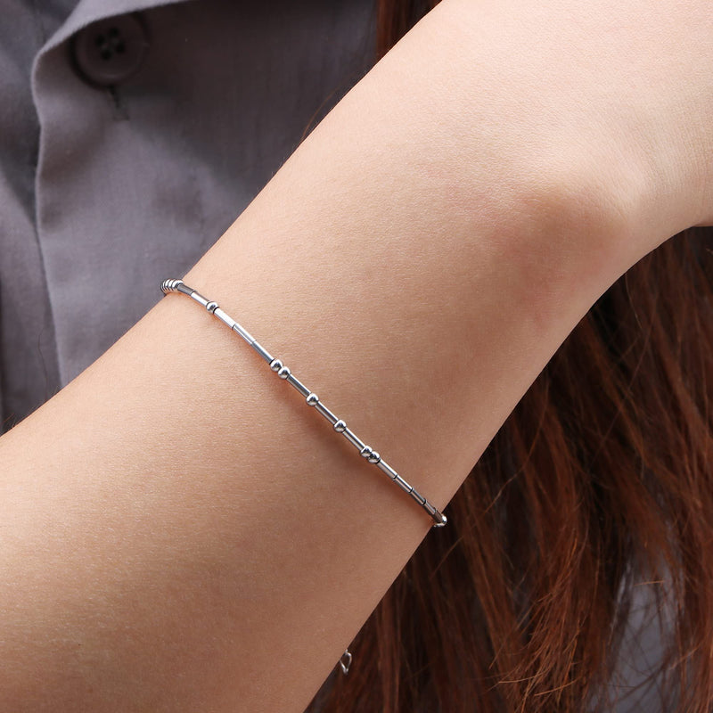 [Australia] - Inspirational Morse Code Bracelets for Women Girls Mothers Day Birthday Christmas Gifts for Mom Mother Daughter Grandmother Stainless Steel Jewelry Snake Chain Memorial Graduation Bracelet Silver: A new chapter 