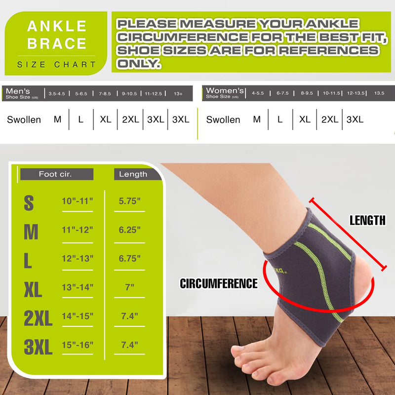 [Australia] - Ankle Brace Men and Women Compression Support for Sprained Ankles for Jogging and Running - Elastic Neoprene Slim Fit for Runners Foot and Ankle Stabilizer - Plantar Fasciitisstic Walk Support 3X-Large (Pack of 1) 