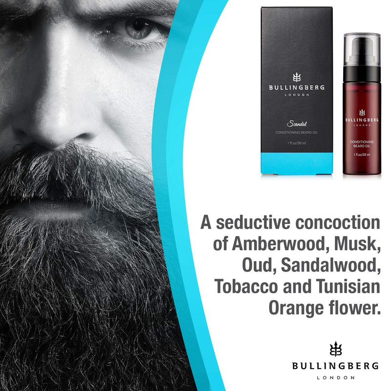 [Australia] - Scandal Beard Oils 30ml by Bullingberg - Award-winning Beard Oil For Men, Fragrance Notes Include Amberwood, Musk, Raspberries, Oud, Sandalwood, Tobacco Leaf and Tunisian Orange Flower, Made in UK 