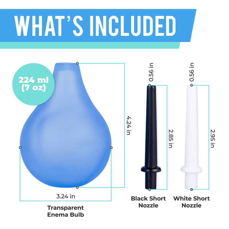 [Australia] - Venus To Mars Clear Enema Bulb – Anal Douche for Men and Women – Easily See Water Level with Clear See Through Design – 7 Ounce Blue Enema Bulb Kit with 2 Nozzles– BPA and Phthalates Free 