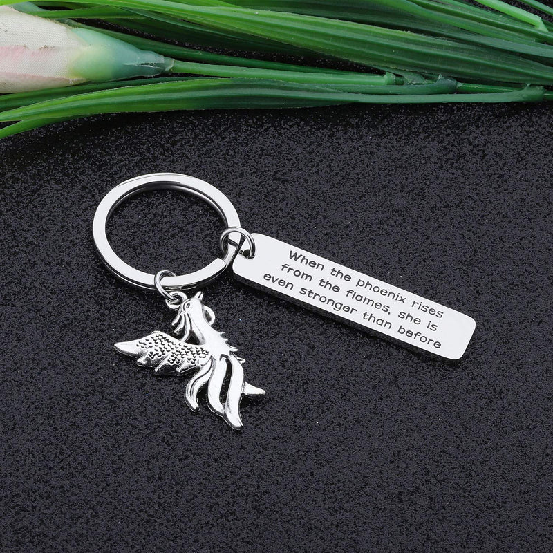 [Australia] - CYTING Phoenix Inspirational Quote Keychain Phoenix Bird Jewelry Motivational Gift When The Phoenix Rises from The Flames She is Even Stronger Than Before Phoenix keychain 