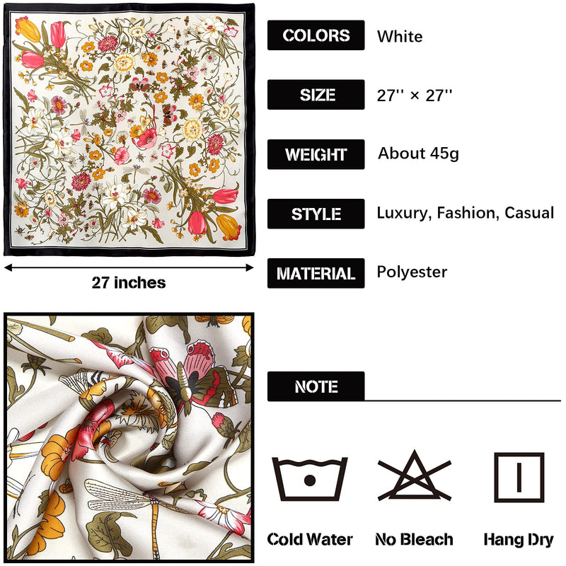 [Australia] - 3 Pieces Satin Head Scarves Square Scarf Silk Like Hair Wrapping Scarves Sleeping Head Scarf Medium Square Neck Scarf for Women Girls, 27.6 x 27.6 Inches (Flower) Floral 