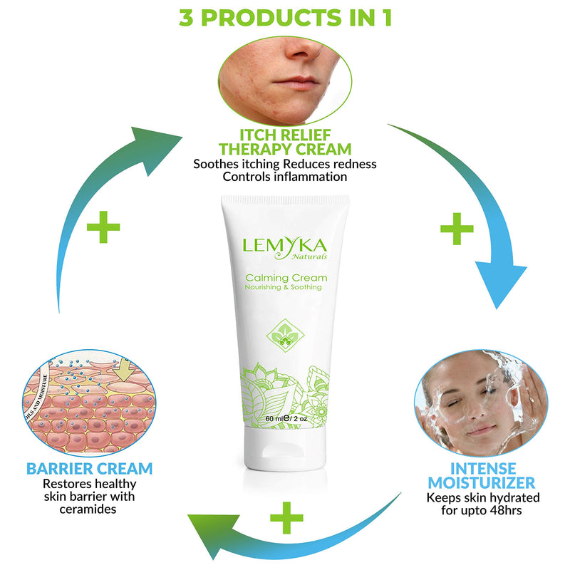 [Australia] - Eczema cream for dry itchy skin, LEMYKA 10X organic plant actives & ceramides for atopic dermatitis, face & eyelid rash, hives - Fast relief for baby, kids and adults 