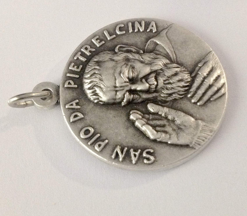 [Australia] - SAINT PIO FROM PIETRELCINA ( PADRE PIO ) Medal - BIG SIZE - 32 mm - Made in HIGH RELIEF 