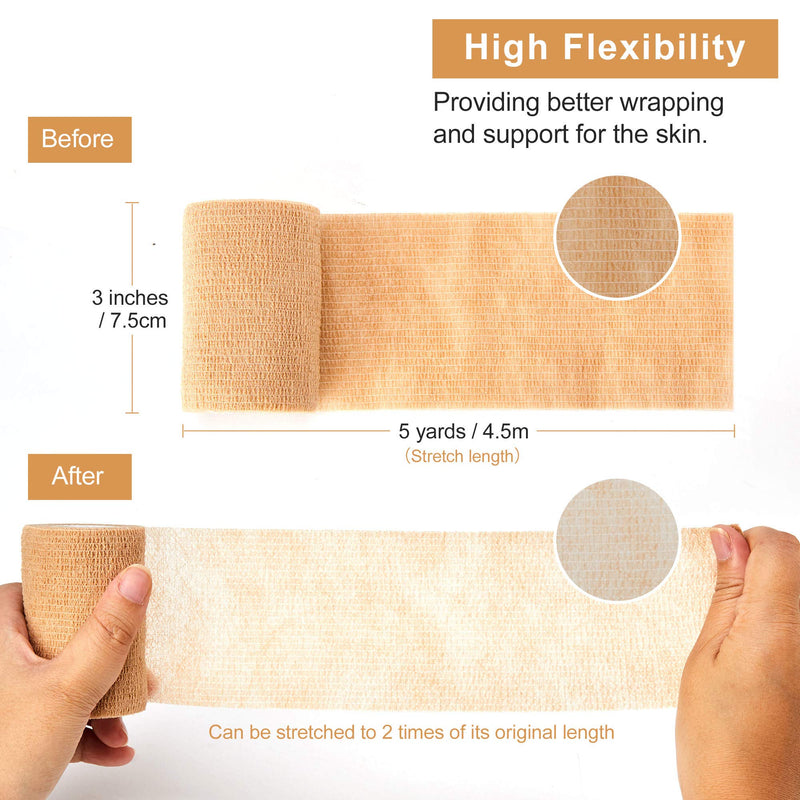 [Australia] - Self Adhesive Bandage Tape (3 Inches X 5 Yards), 8 Pack Elastic Cohesive Bandage Medical Wrap for First Aid, Sports, Wrist & Ankle 8 Rolls (Pack of 1) 