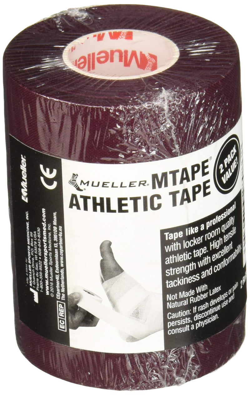 [Australia] - Mueller Sports Medicine Athletic Tape, 1.5" X 10yd Roll, Maroon, 2 pack 