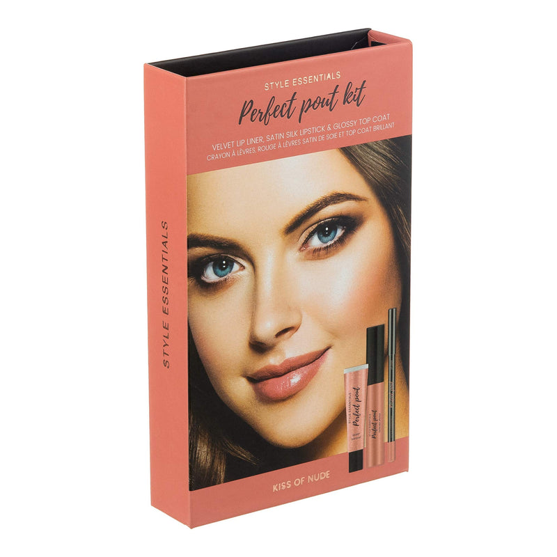 [Australia] - Style Essentials Women's Cosmetics KISS OF NUDE Perfect Pout Kit - Set of 3- Lipstick, Lip Gloss, Lip Liner Set 