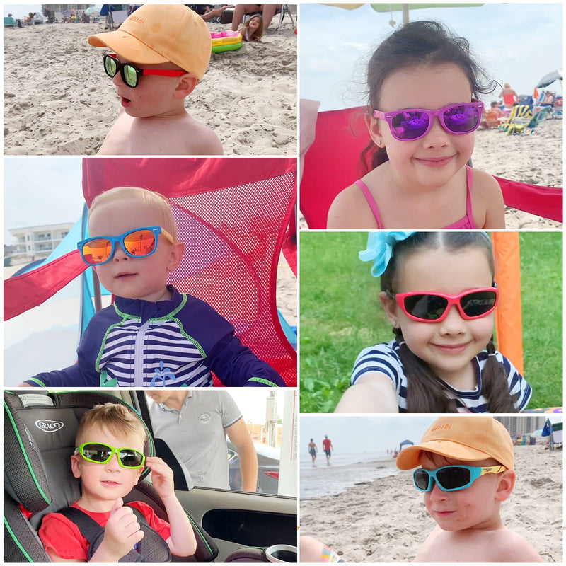 [Australia] - AZUZA 5 Pack Unbreakable Polarized UV Protected Sports toddler Sunglasses for Kids Boys and Girls 2-14 5 Pack Rainbow 