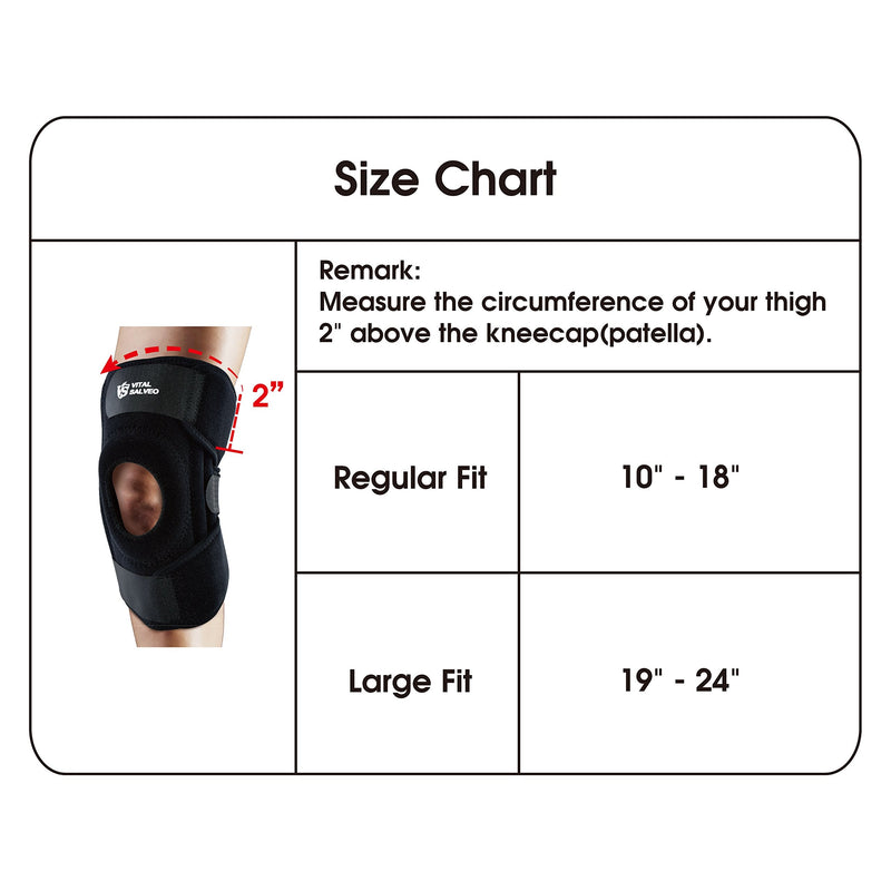 [Australia] - Vital Salveo-Germanium 9.5" Knee Brace /Adjustable Straps/S-Stays/Open Patella, Knee Support-Large Fit Large Fit 