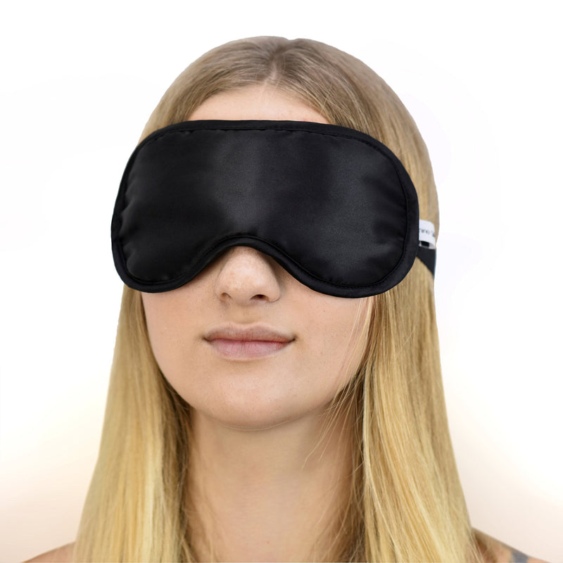 [Australia] - Jasmine Silk 100% Pure Silk Filled Eye Mask/Sleeping Mask Sleep Mask - Black 