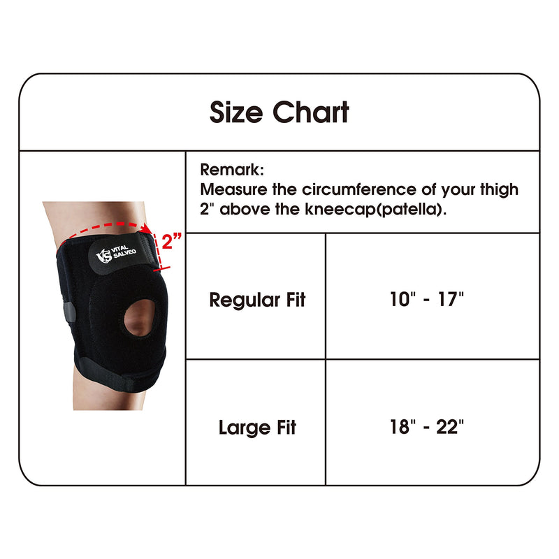 [Australia] - Vital Salveo- Germanium 7.5" Adjustable Open Patella Knee Brace/Support for Joint Pain, Arthritis, Injury Recovery with Side Stabilizers(PRESSURE PAD) Large Fit 