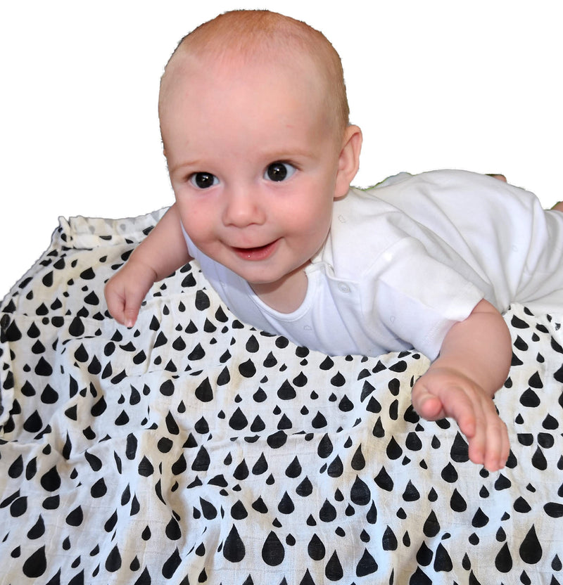 [Australia] - Muslin Squares Bamboo in Black and White Pack of 3 Sensory Muslins for babies Visual Development and Stimulation!… (Black / White, Rainbow) Black / White 