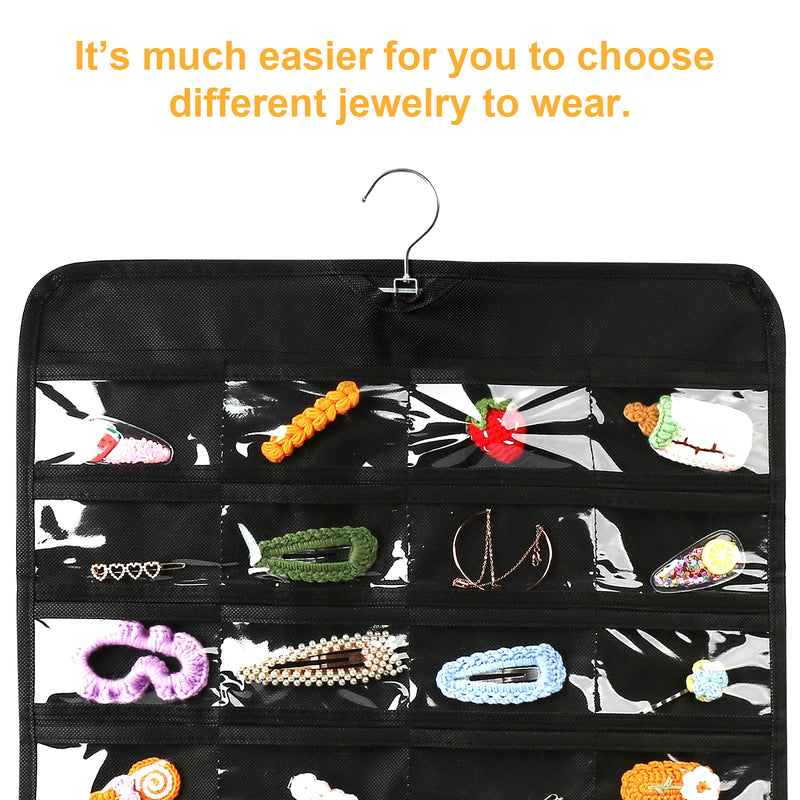 [Australia] - 80 Pockets – Hanging Jewelry Organizer, Double-Sided Jewelry Holders for Earings, Necklaces, Bracelets, Rings, Storage, Closet, Jewelry Hanger 