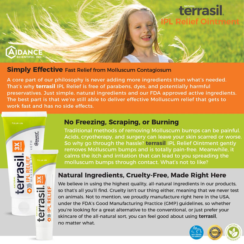 [Australia] - Molluscum Contagiosum Treatment with Thuja - terrasil IPL Relief, Pain Free, Formulated for Children’s Sensitive Skin Natural Ointment for Treating Molluscum Bumps, Itch - 14gm tube 