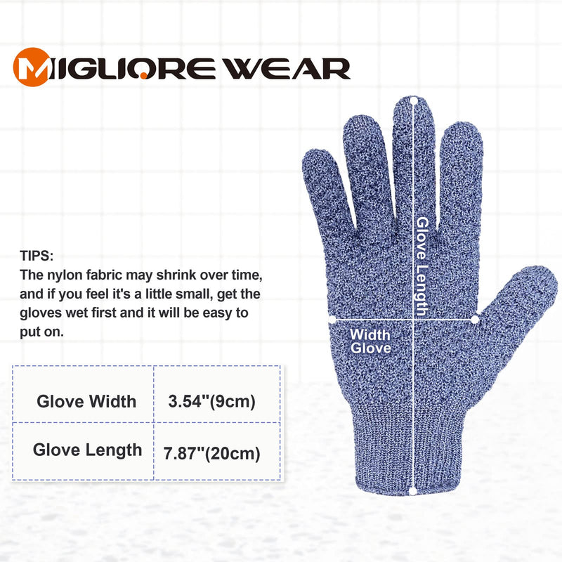 [Australia] - Migliore Wear Exfoliating Gloves, 3 DISTINCT TEXTURES Body Scrub Gloves, Natural Bath/Shower Scrubber Gloves, Beauty Loofah Body Exfoliator Mitt with Hanging Loop(Heavy) 1 Pair Heavy 