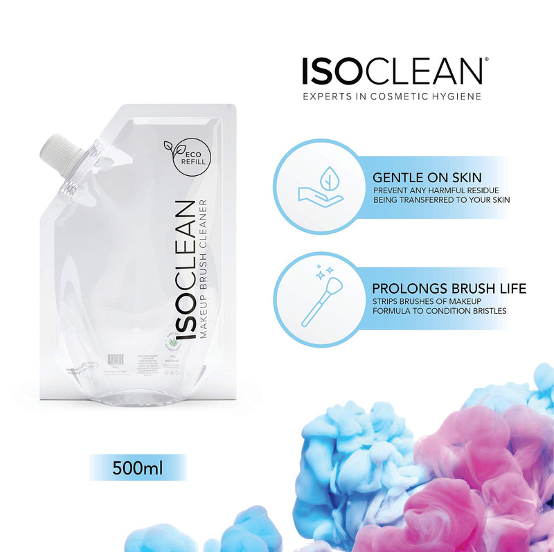[Australia] - ISOCLEAN® Antibacterial Makeup Brush Cleaner Sanitiser Liquid Eco Friendly Refill Solution 525ml - Vegan Cruelty Free Hygienic Fast Drying, Easy to Use, Professional Cosmetic Grade Works in 60 seconds 