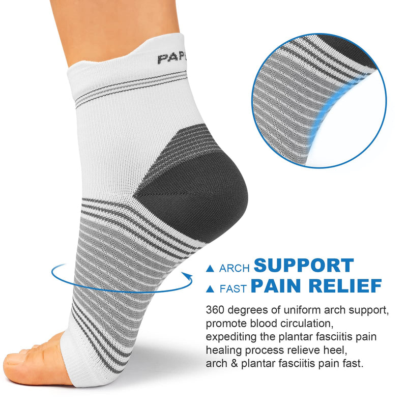 [Australia] - Plantar Fasciitis Sock (6 Pairs) for Men and Women, Compression Foot Sleeves with Arch and Ankle Support (White, Medium) White(6 pairs) Medium (6 Pair) 