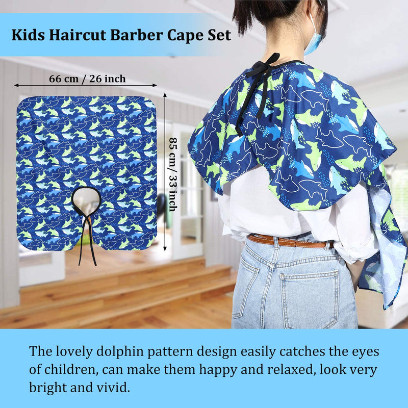 [Australia] - 2 Pieces Kids Haircut Salon Cape Waterproof Hair Cutting Cape Children Hairdressing Apron Barber Gown Hair Cutting Shampoo Styling Capes for Kids Children (Dolphin and Rocket Pattern) 