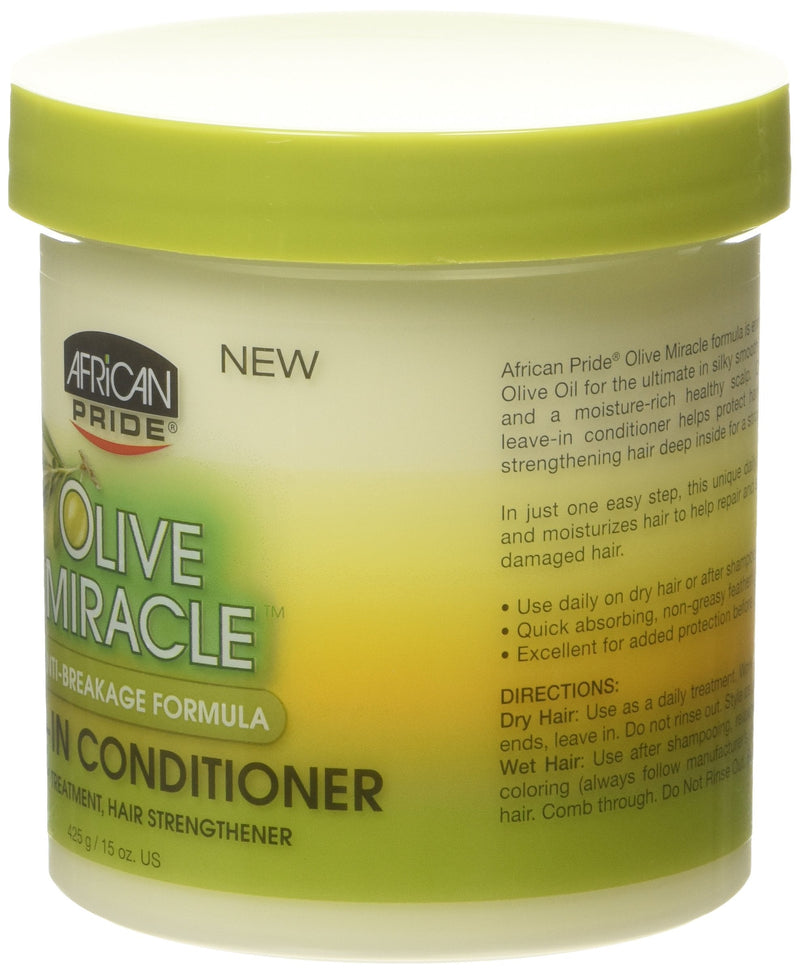 [Australia] - African Pride Olive Miracle Anti-Breakage Leave-In Conditioner 425g/15oz Green 425 g (Pack of 1) 