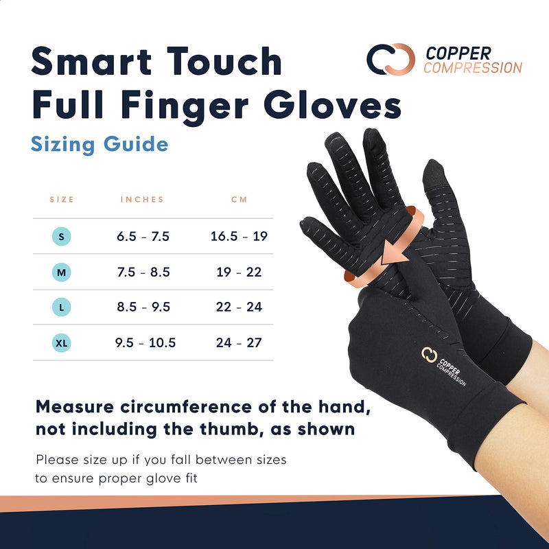 [Australia] - Copper Compression Arthritis Gloves with Touchscreen Tips. Relief for Hand Pain, Carpal Tunnel, Rheumatoid, Inflammation, Tendonitis, Nerve Damage, Trigger Finger, Neuropathy. Fit for Men & Women 