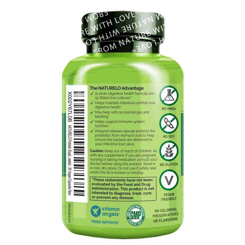 [Australia] - NATURELO Probiotic Supplement - 50 Billion CFU - 11 Strains - One Daily - Helps Support Digestive & Immune Health - Delayed Release - No Refrigeration Needed - 30 Vegan Capsules 30 Count (Pack of 1) 