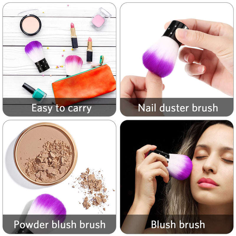 [Australia] - 4 Pieces Nail Art Dust Brush Soft Nail Art Dust Remover Powder Cleaner Kabuki Brushes Makeup Powder Blush Brushes Nail Art Tools (Pink, Purple) Pink, Purple 