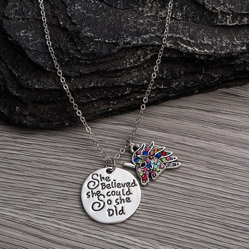 [Australia] - Infinity Collection Unicorn Charm Necklace, Unicorn She Believed She Could So She Did Jewelry, for Her 