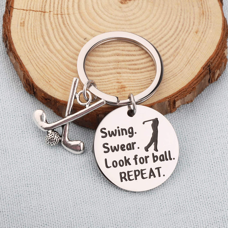 [Australia] - WSNANG Golf Keychain Swing Swear Look for Ball Repeat Keychain Golf Jewelry Gift for Golf Lover Golf Club Golf Coach 