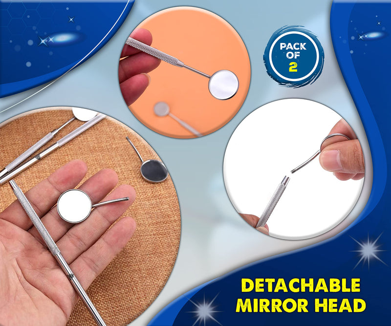 [Australia] - ARSUK Tooth Dental Mirror for Mouth - Dentist Mirror Tool with Stainless Steel Handle - Oral Teeth Inspection Mirror - Dental Instruments (2) 2 