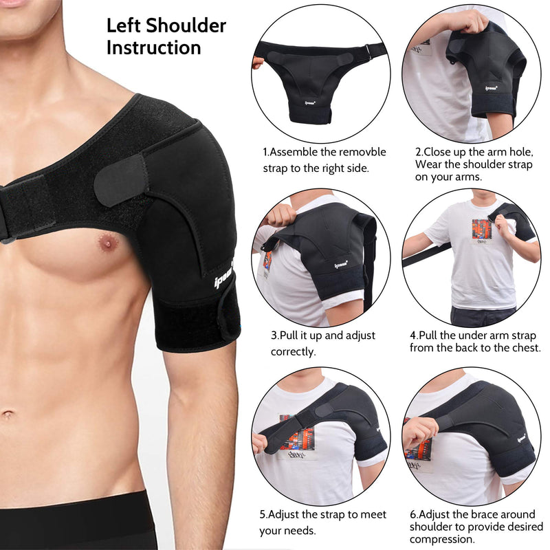 [Australia] - ipow Adjustable Unisex Shoulder Support Brace Strap Fits Left or Right Shoulder Helps Shoulder Stability - L Large 