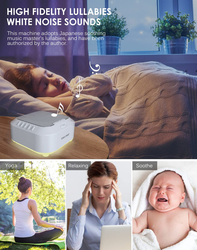 [Australia] - Sound Machine Portable White Noise Machine for Adults Baby Sleep Sounds with 28 Soothing Sounds and Night Lights with Sleep Timer, Fan, Ocean, Brook, Rain Sounds Lullabies USB Rechargeable 