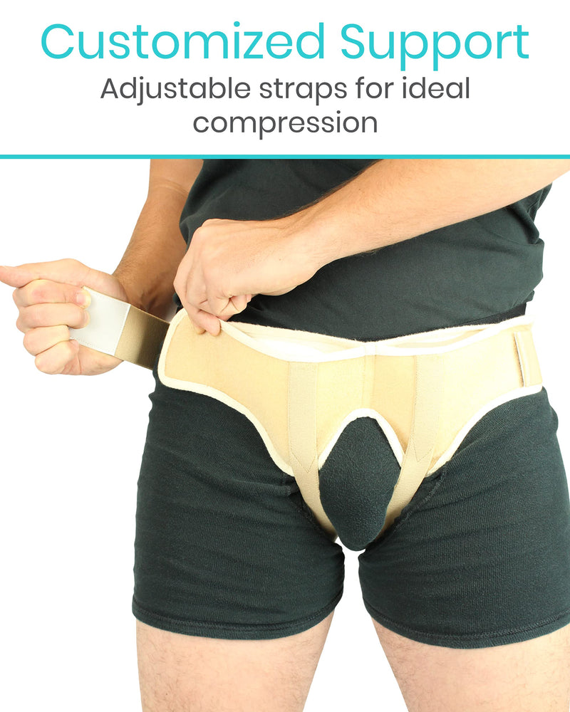 [Australia] - Vive Hernia Belt - Hernia Support Truss for Single/Double Inguinal or Sports Hernia - Two Removable Compression Pads & Adjustable Groin Straps - Surgery & Injury Recovery (Large) Large 