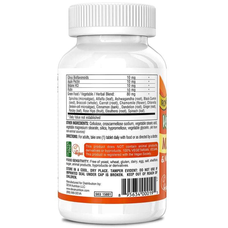 [Australia] - Deva Vegan Multivitamin and Mineral Supplement with Iron Free -- 90 Tablets 