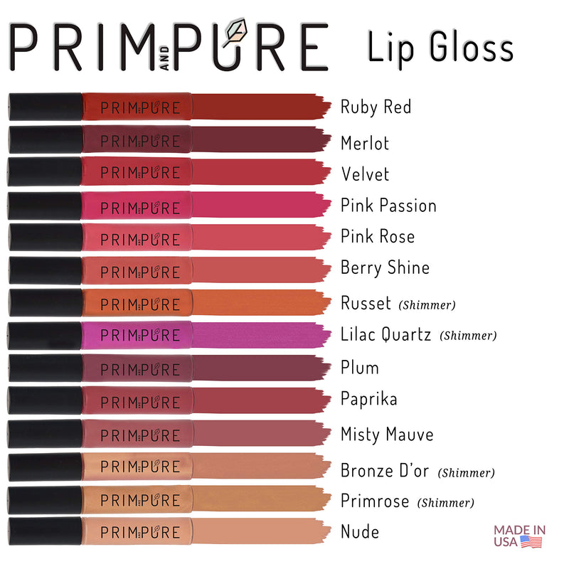 [Australia] - Prim and Pure Natural Lip Gloss for Women | Made with Organic Ingredients | Cruelty Free | Highly Pigmented, Hydrating, and Moisturizing Formula | Made in USA (Misty Mauve) Misty Mauve 