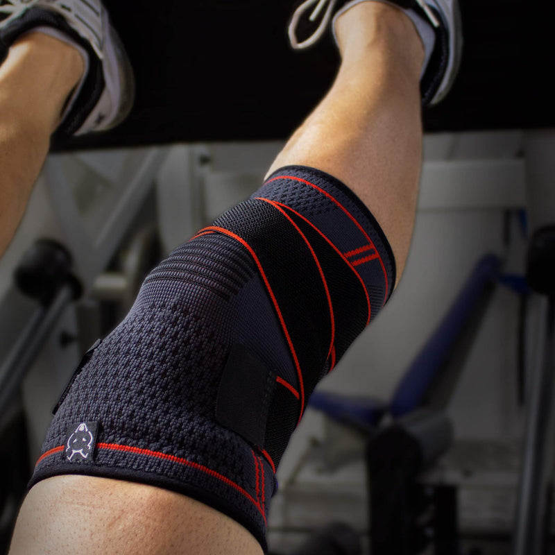 [Australia] - Dr. Wolf Knee Compression Sleeve - Adjustable Knee Wrap For Crossfit, Powerlifting, Basketball, Soccer, & Running - Provides Pain Relief & Patella Support For Men & Women With Arthritis & Knee Injury (Medium) Medium 14-16 Inch 