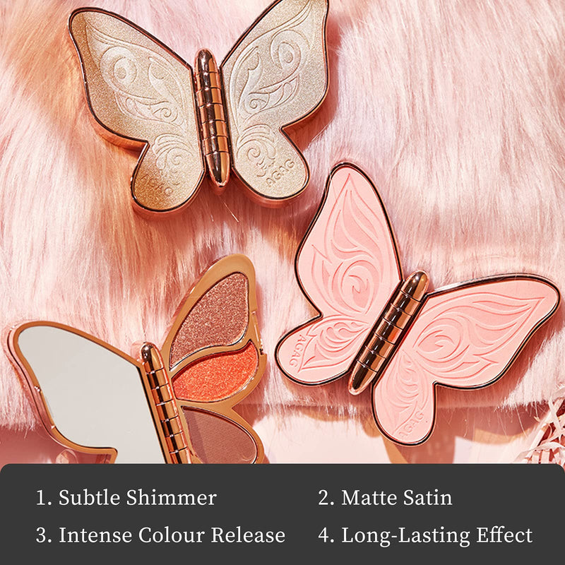 [Australia] - Erinde Butterfly Eyeshadow Palette, 6 Colors Eyeshadow Palette, Palette Eyeshadow Powder Long Lasting Waterproof, Portable Butterfly Makeup Palette Set, Women's Day Present for Mother, Wife, Sister SET A 
