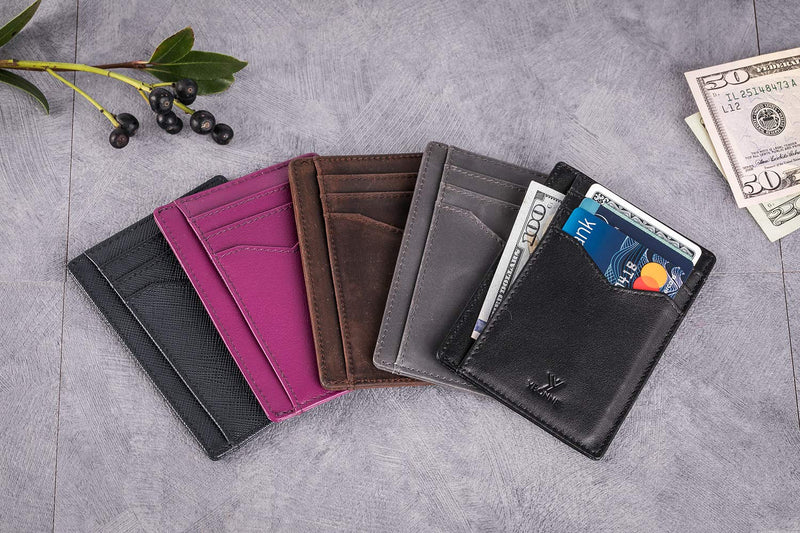 [Australia] - YBONNE Minimalist Front Pocket Wallet for Men and Women, RFID Blocking Thin Card Holder, Made of Finest Genuine Leather Crazy Horse Brown 1 