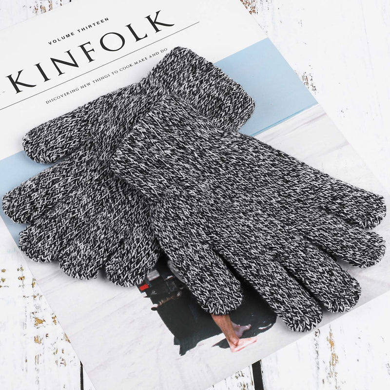 [Australia] - Cooraby 3 Pairs Kid's Winter Gloves Thick Cashmere Warm Knitted Gloves Children Cold Weather Gloves 6-12 Years Black and White, Grey, Red 