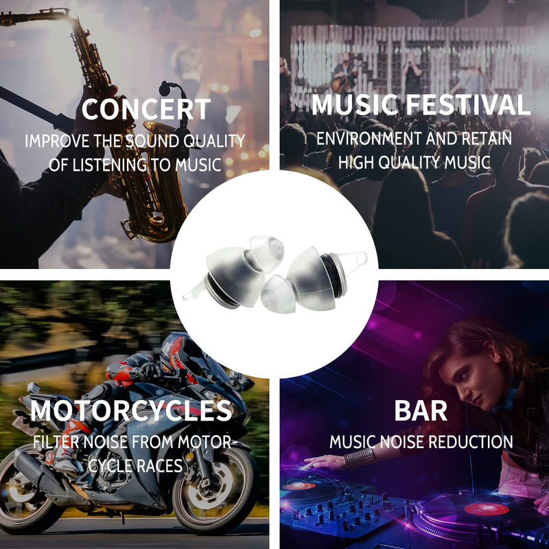 [Australia] - High Fidelity Concert Ear Plugs 2 Pairs, Musician EarPlugs SNR 23 dB Noise Reduction for Music Festivals, Drummers, DJS，Motorcycles, Raves, Games and Entertainment Events 