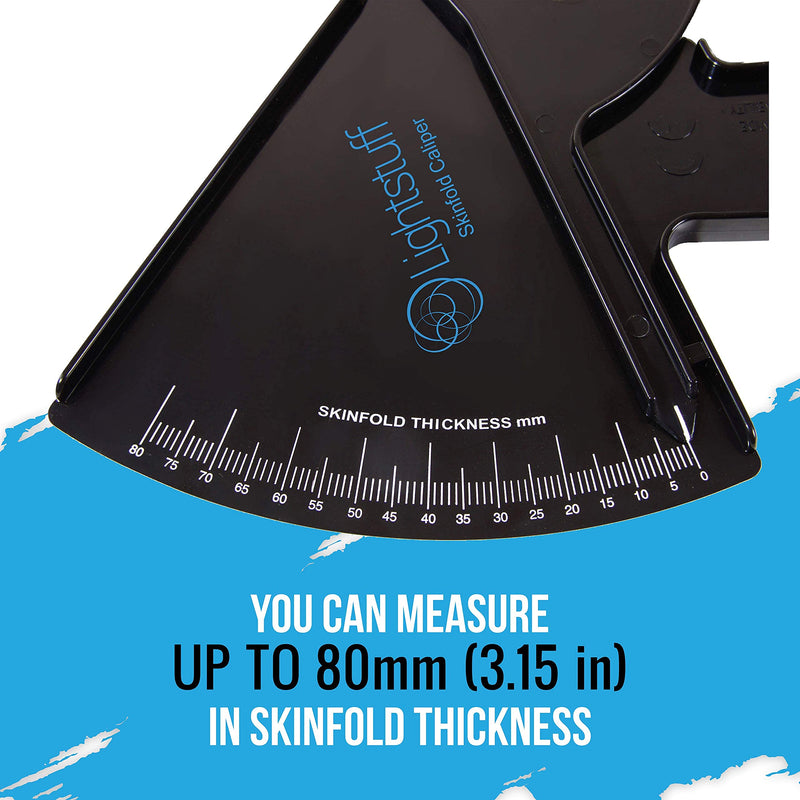 [Australia] - Lightstuff Precision Skinfold Caliper - Easy, Reliable Tool for Monitoring Body Fat - Quick Start Guide for Beginners, Detailed Booklet for Advanced Users - Measures up to 80mm in Skin Fold Thickness 