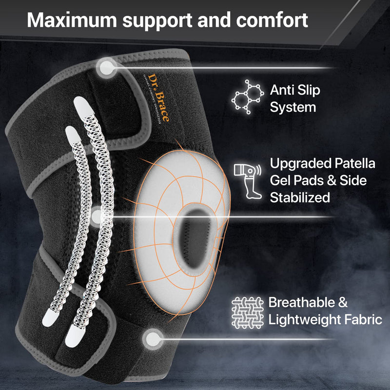 [Australia] - Dr. Brace ELITE Knee Brace with Side Stabilizers & Patella Gel Pads for Maximum Knee Pain Support and fast recovery for men and women-Please Check How To Size Video (Mercury, Large) Mercury 