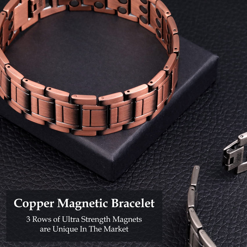 [Australia] - Jeracol 99.99% Soild Copper Magnetic Bracelets for Men,3X Ultra Strength Magnets(3500 Gauss) Magnetic Wristband Brazaletes for Valentine's Day Gift,Adjustable Size&Jewelry Gift Box 