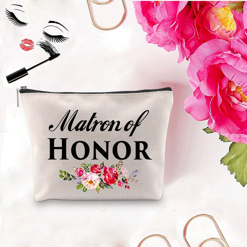 [Australia] - PXTIDY Wedding Makeup Bag Matron of Honor Gift Matron of Honor Cosmetic Bag Makeup Pouch Wedding Proposal Gift for Bridesmaid (beige) beige 