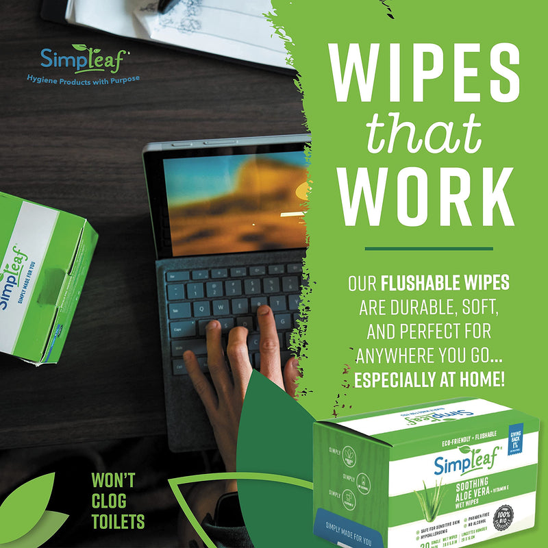 [Australia] - Simpleaf Flushable Single Pack Wet Wipes | Eco- Friendly, Paraben & Alcohol Free | Hypoallergenic & Safe for Sensitive Skin | Aloe Vera | Travel Size | 30 Count 30 Count (Pack of 1) 