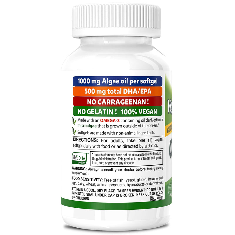 [Australia] - Deva Vegan Omega-3 DHA EPA Supplement - Once-Per-Day Softgel 500 MG - Carrageenan Free - Gelatin Free - Non-Fish - Algae Oil Omega-3 Fatty Acids - 60 Softgels 