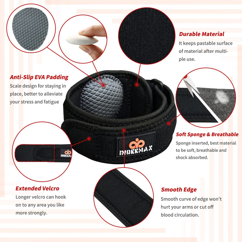 [Australia] - Tennis Elbow Brace 2 Pack, Adjustable Forearm Straps Support Band, with Compression Pad for Women and Men Tennis & Golfer's Elbow Tendonitis Bursitis Pain Relief, Fits 7-16 Inches One Size 