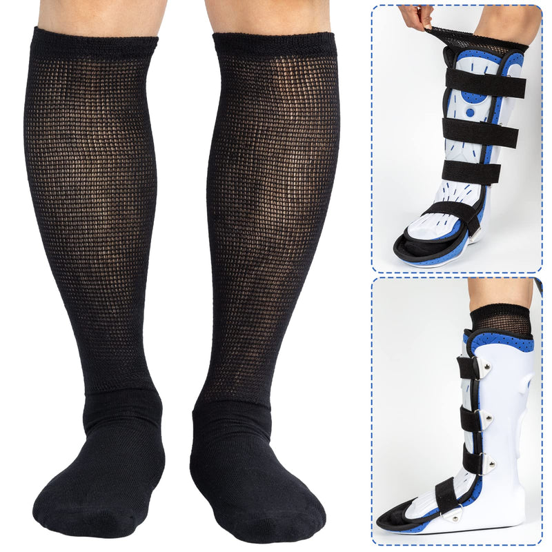 [Australia] - 4 Packs High-Top Orthopedics Tube Socks for Fracture Boot Cast Replacement Socks Liner for Air Cam Walkers Boots Surgical Leg Cover 2BLK/2WHI 10-13 