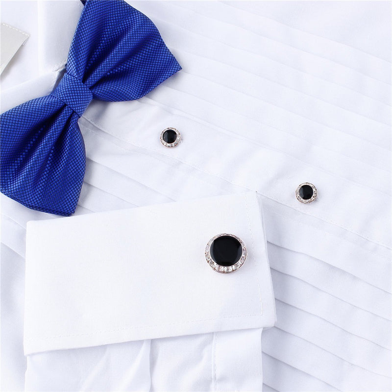 [Australia] - HAWSON Crystal Cuff Links and Studs Set for Mens Tuxedo Shrit Wedding Accessories Rose Gold 
